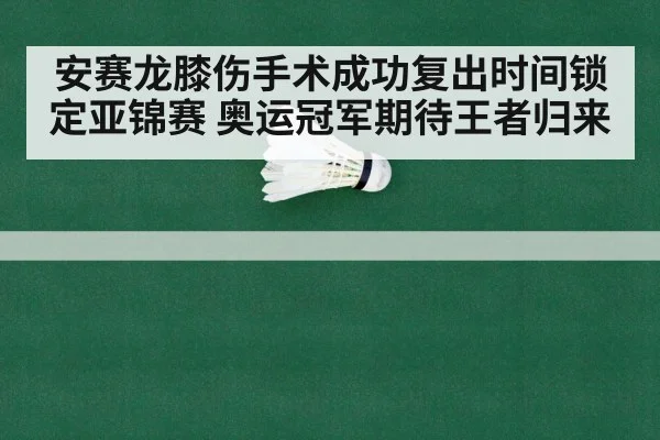 安赛龙膝伤手术成功复出时间锁定亚锦赛 奥运冠军期待王者归来